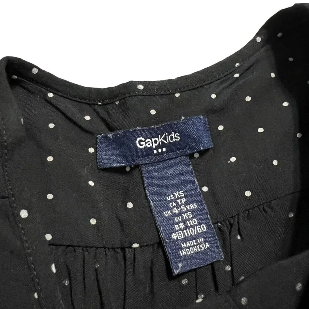 Gap Kids XS (4-5Y) Black Polkadot Jumpsuit Romper